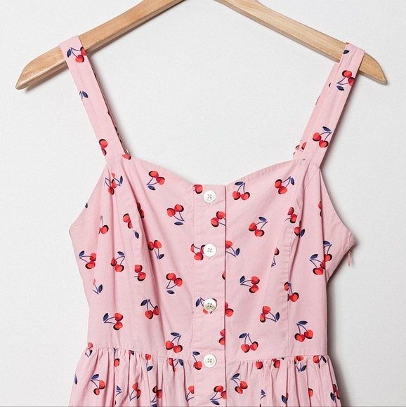 KATE SPADE Cherry Toss Poplin Dress Pink Midi Size 4 - Picture 8 of 12
